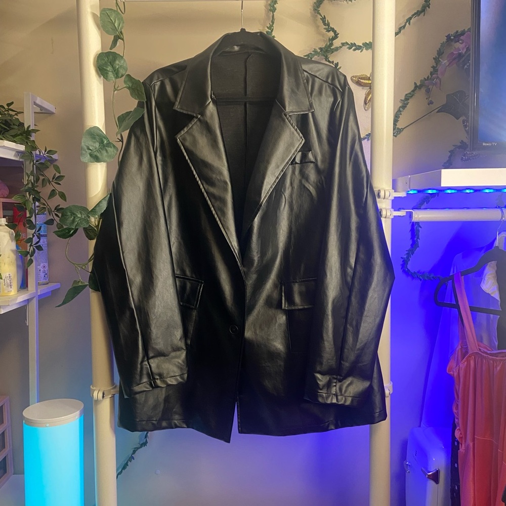Oversized Faux Leather Jacket